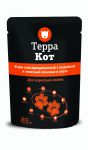 Корм консервированный ТерраКот для взрослых кошек с индейкой и телячьей печенью в соусе, 85 г